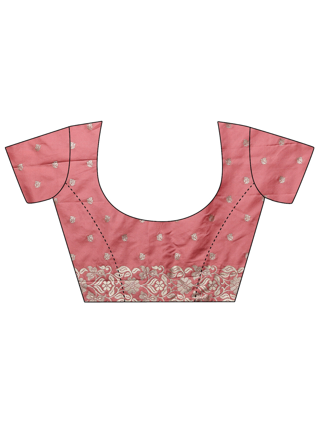 Coral Woven Design Silk Blend Saree With Unstitched Blouse Piece