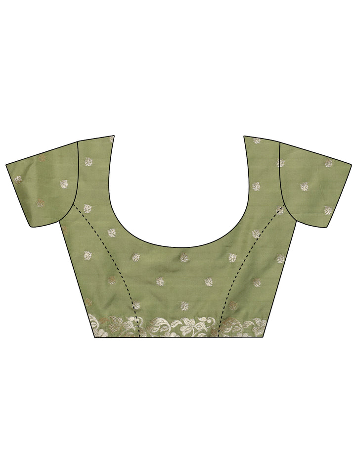 Green Woven Design Silk Blend Saree With Unstitched Blouse Piece