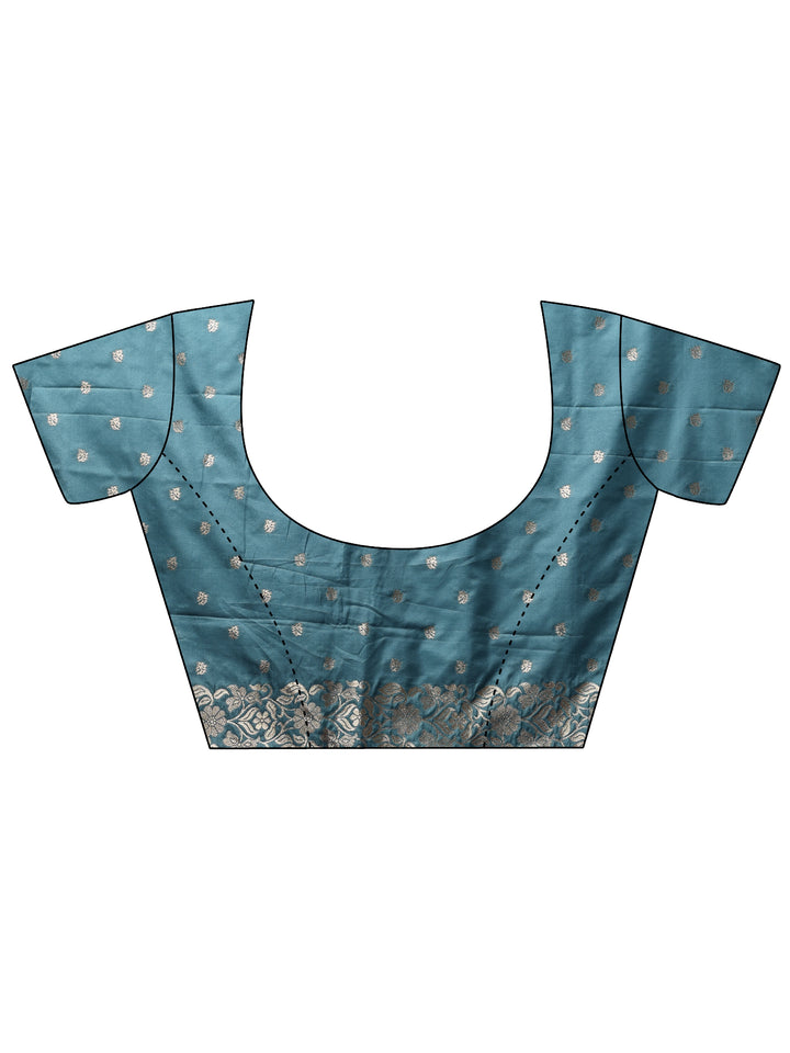 Blue Woven Design Silk Blend Saree With Unstitched Blouse Piece