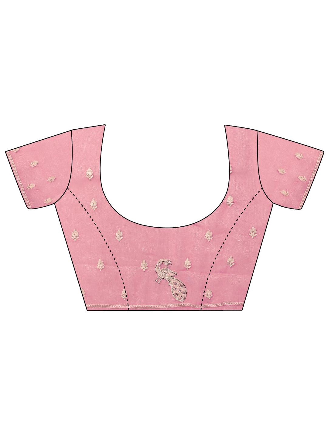 Pink Embellished Silk Blend Saree With Unstitched Blouse Piece