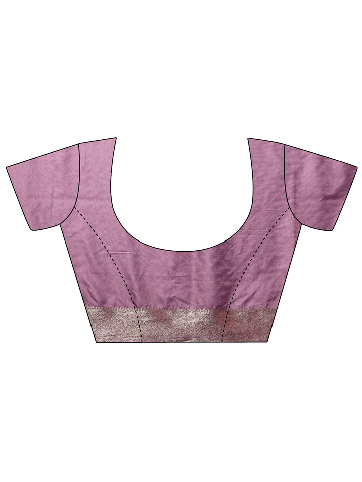 Lavender Solid Silk Blend Saree With Unstitched Blouse Piece