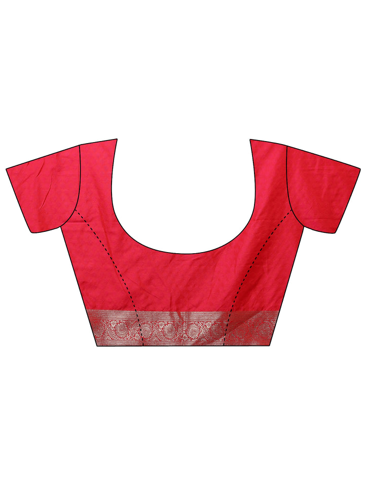 Pink Woven Design Silk Blend Saree With Unstitched Blouse Piece