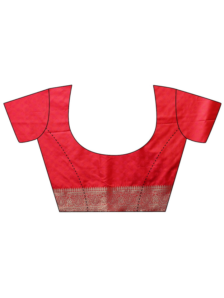 Red Woven Design Silk Blend Saree With Unstitched Blouse Piece