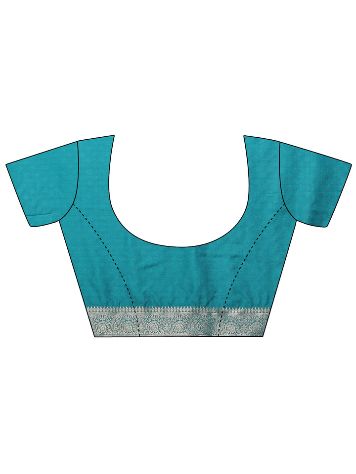 Blue Woven Design Silk Blend Saree With Unstitched Blouse Piece