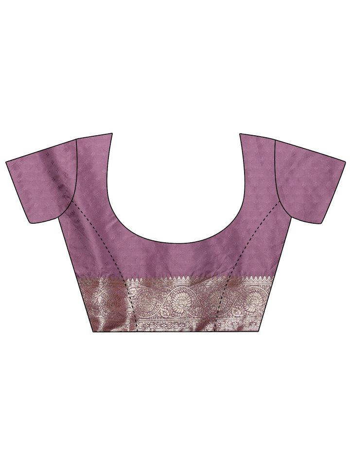 Lavender Woven Design Silk Blend Saree With Unstitched Blouse Piece
