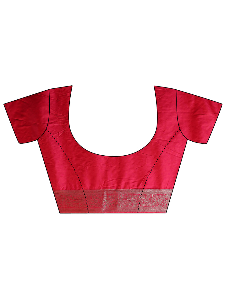 Pink Chevron Woven Design Silk Blend Saree With Unstitched Blouse Piece