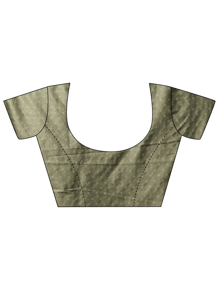 Green Chevron Woven Design Silk Blend Saree With Unstitched Blouse Piece