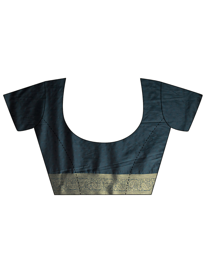 Blue Chevron Woven Design Silk Blend Saree With Unstitched Blouse Piece