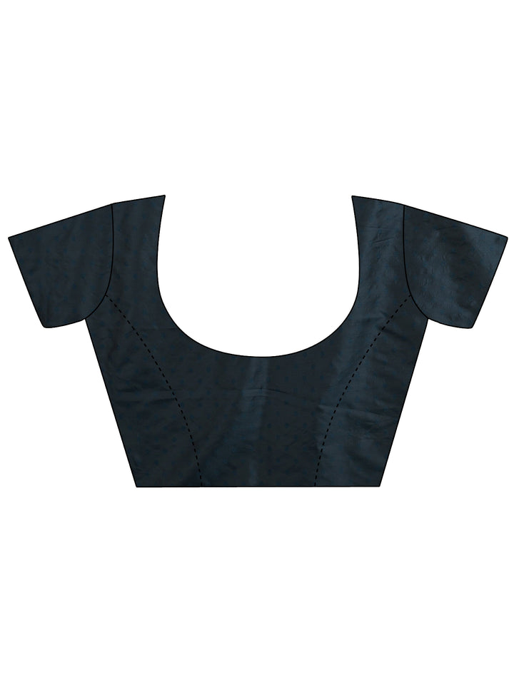 Blue Chevron Woven Design Silk Blend Saree With Unstitched Blouse Piece