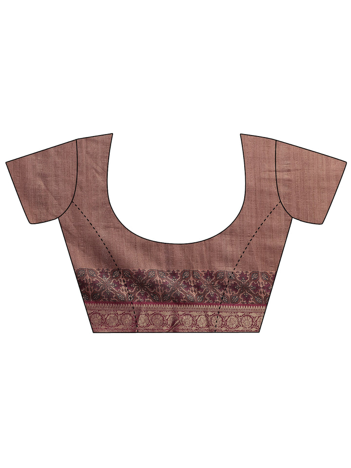 Pink Printed Silk Blend Saree With Unstitched Blouse Piece