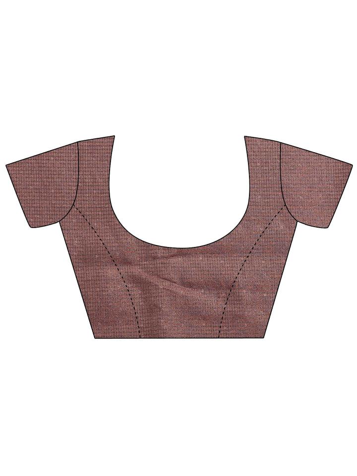 Mauve Printed Silk Blend Saree With Unstitched Blouse Piece