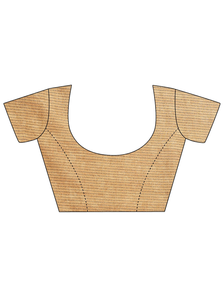 Mustard Printed Silk Blend Saree With Unstitched Blouse Piece