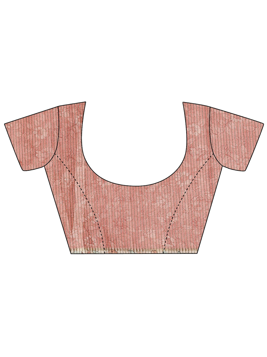 Peach Printed Silk Blend Saree With Unstitched Blouse Piece