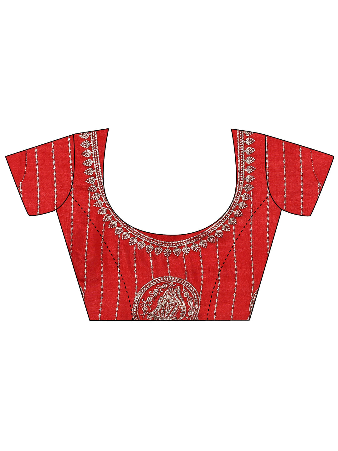Red Embroidered Georgette Saree With Unstitched Blouse Piece