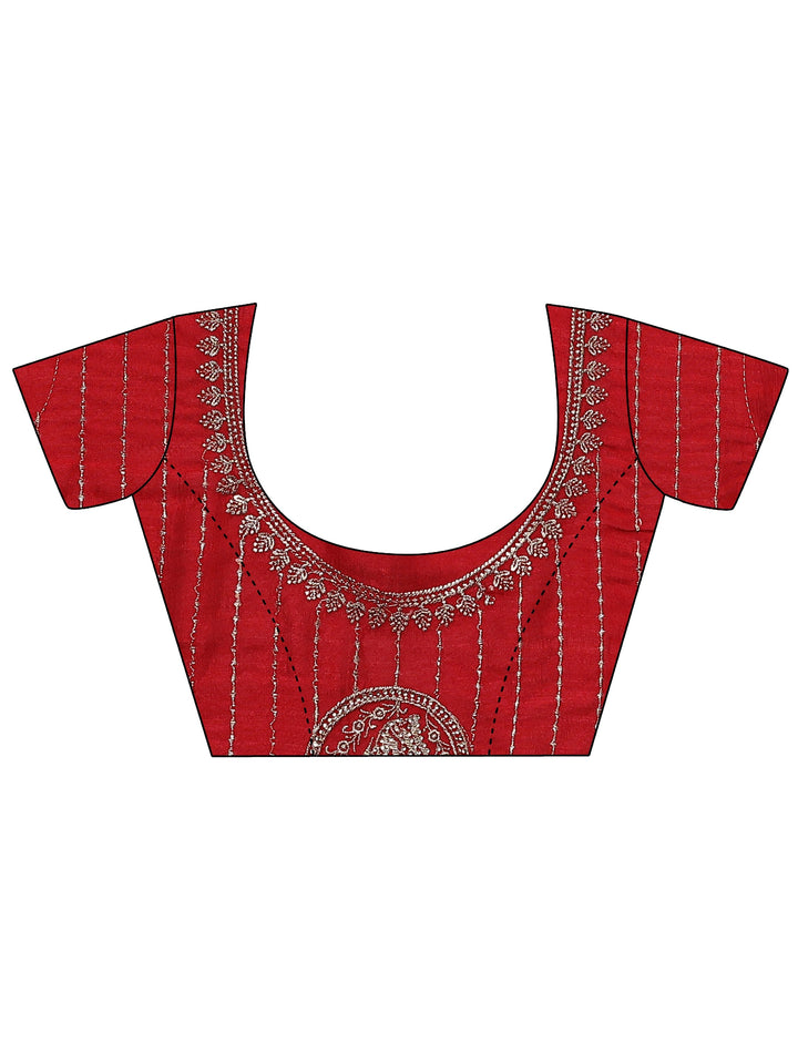 Pink Embroidered Georgette Saree With Unstitched Blouse Piece