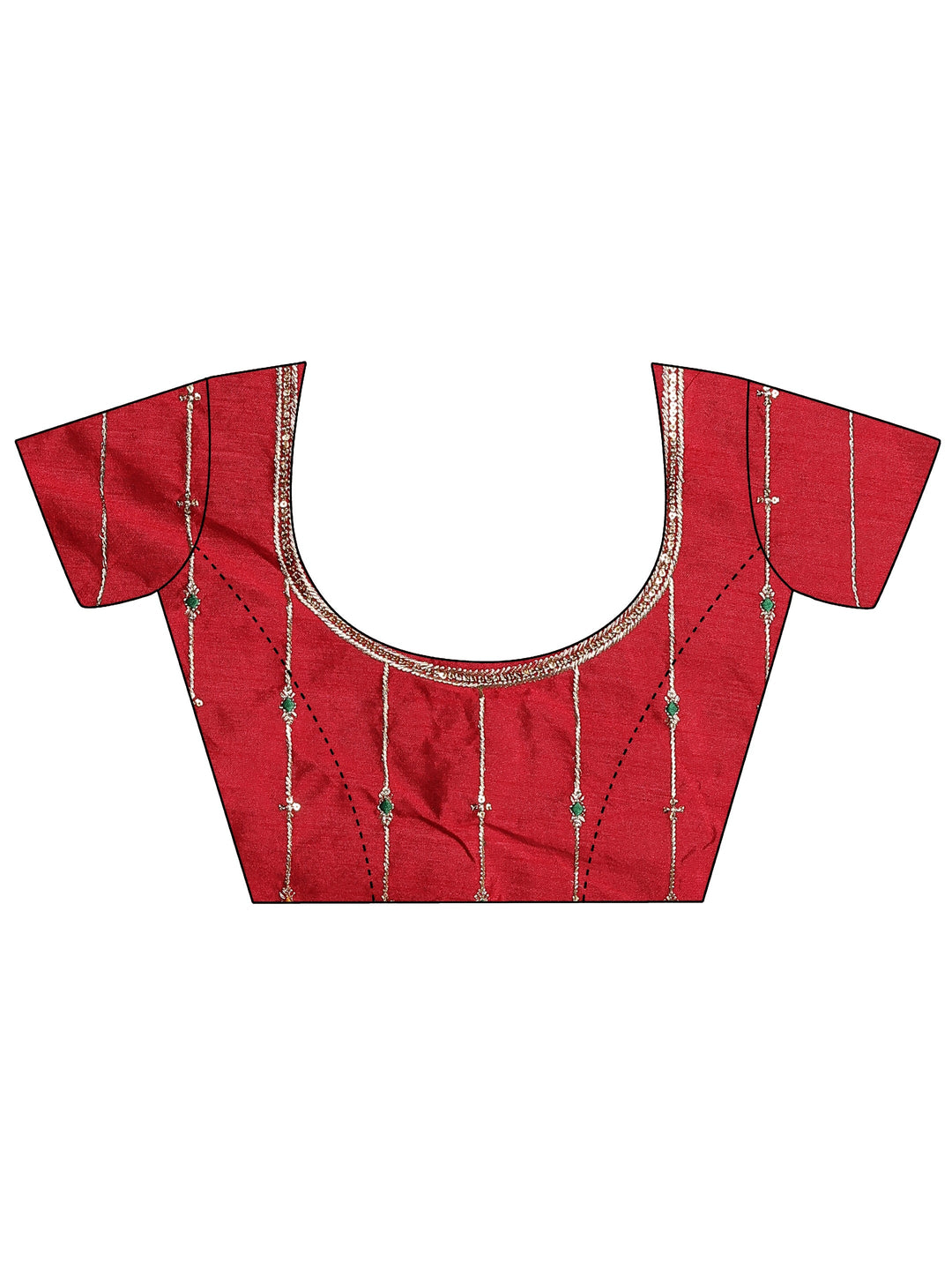 Red Embroidered Georgette Saree With Unstitched Blouse Piece