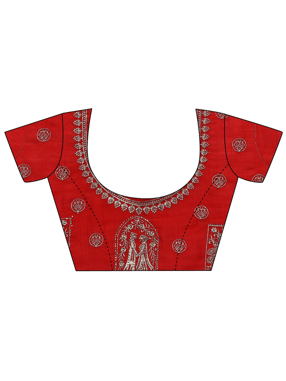 Red Embroidered Georgette Saree With Unstitched Blouse Piece