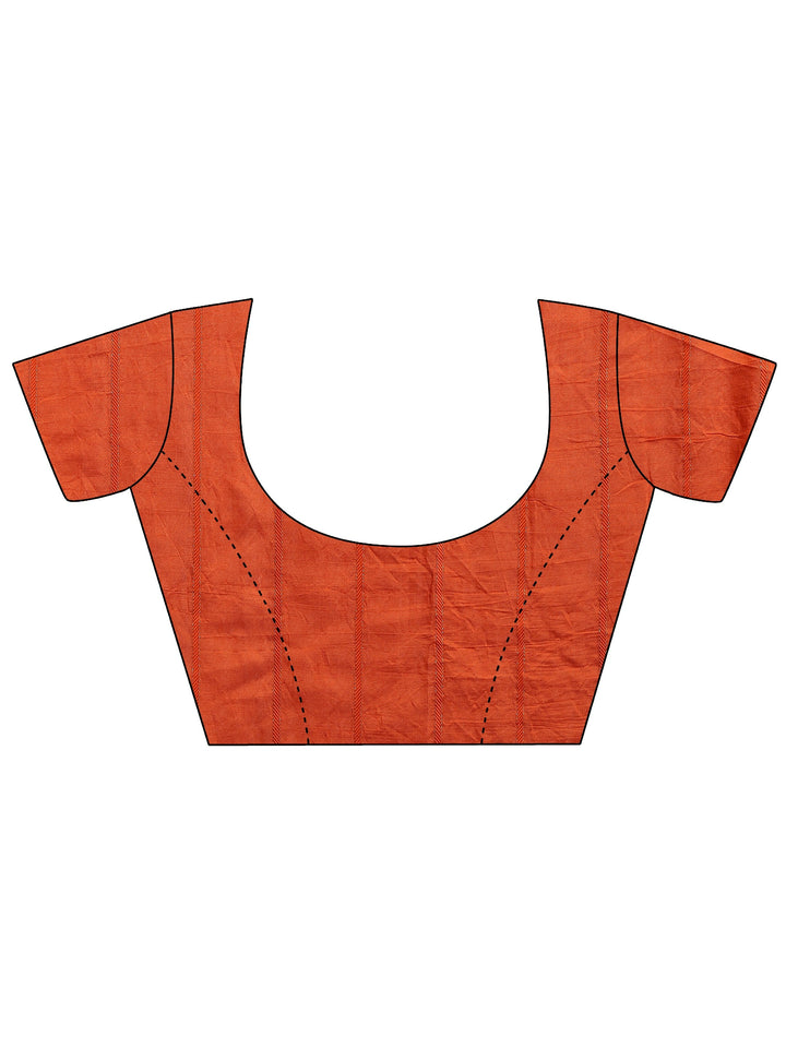 Off White Printed Cotton Blend Saree With Unstitched Blouse Piece
