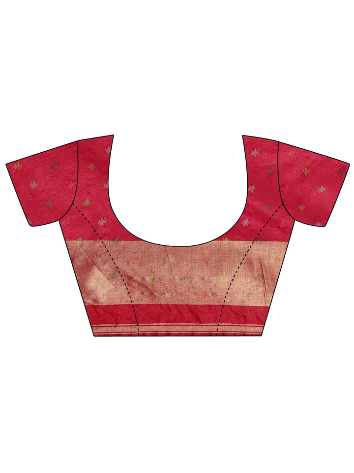 Coral Woven Design Banarsi Silk Blend Saree With Unstitched Blouse Piece