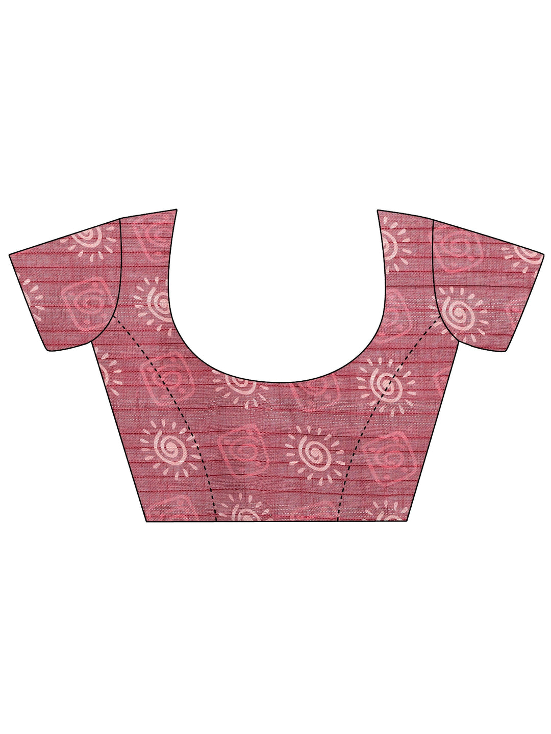 Pink Abstract Printed Cotton Blend Saree With Unstitched Blouse Piece