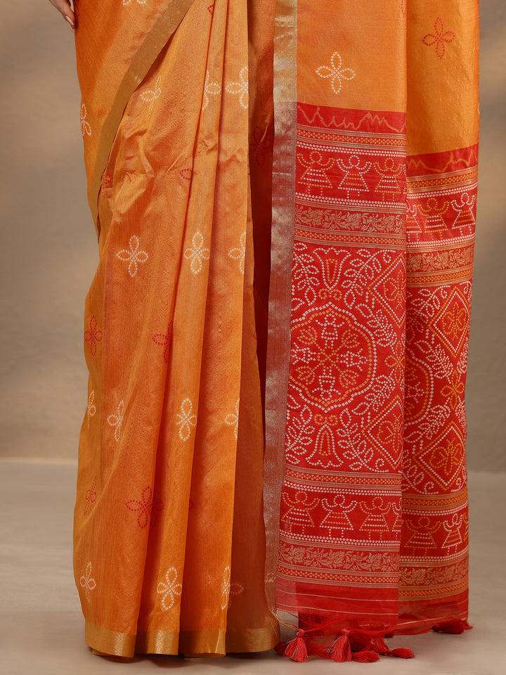 Mustard Woven Design Silk Blend Saree With Unstitched Blouse Piece