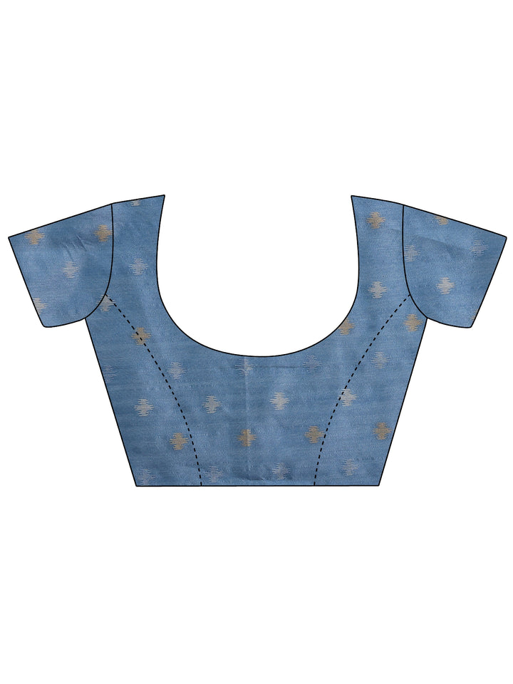 Blue Woven Design Silk Blend Saree With Unstitched Blouse Piece