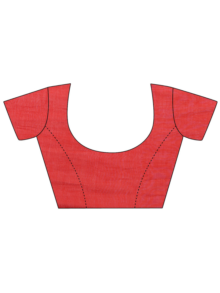 Off White Chevron Printed Cotton Blend Saree With Unstitched Blouse Piece