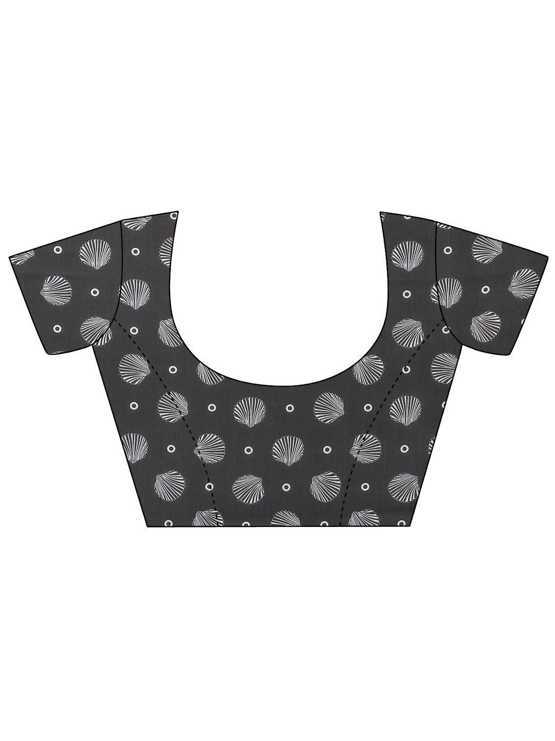 Black Animal Printed Satin Saree With Unstitched Blouse Piece