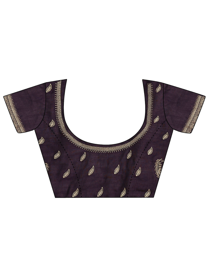 Burgundy Solid Georgette Saree With Unstitched Blouse Piece