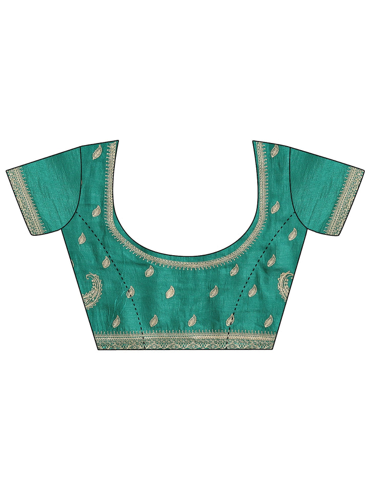 Green Solid Georgette Saree With Unstitched Blouse Piece