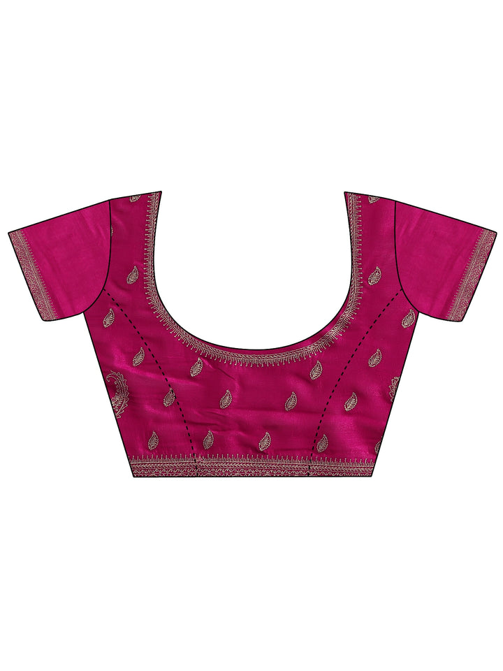 Pink Solid Georgette Saree With Unstitched Blouse Piece