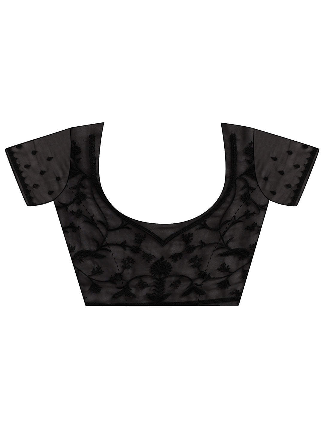 Black Embroidered Georgette Saree With Unstitched Blouse Piece