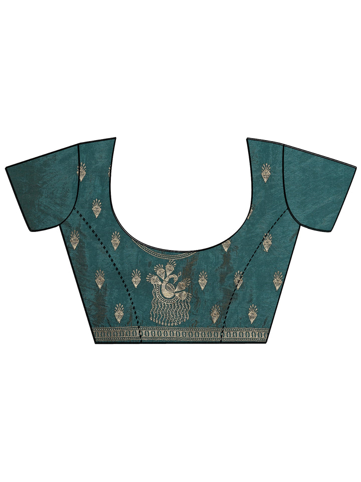 Green Embroidered Organza Saree With Unstitched Blouse Piece