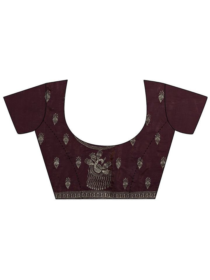 Purple Embroidered Organza Saree With Unstitched Blouse Piece