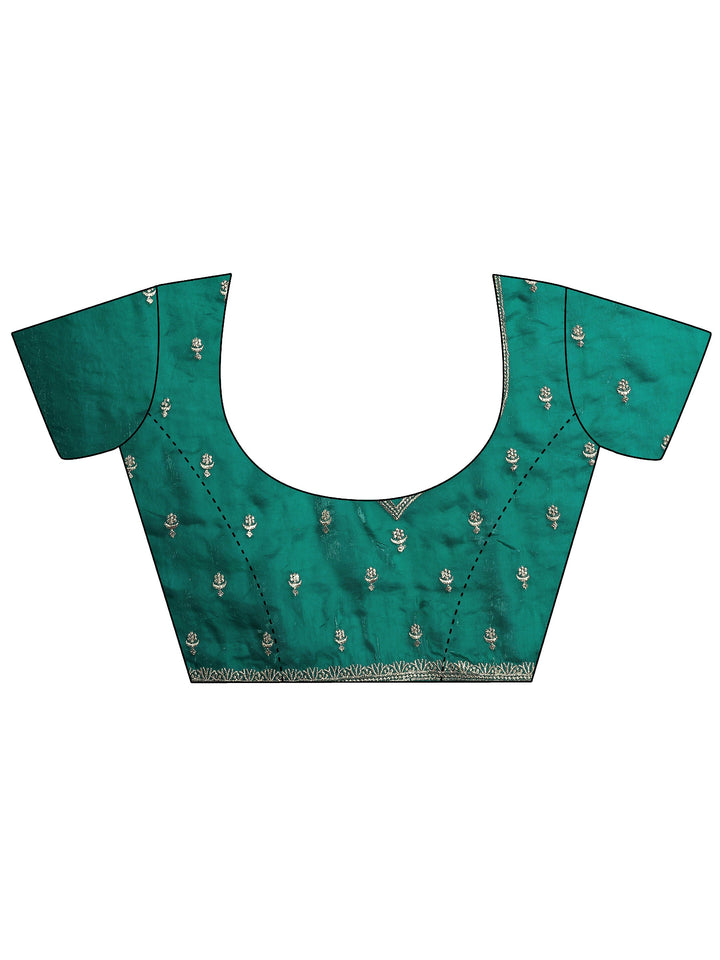 Green Embellished Silk Blend Saree With Unstitched Blouse Piece