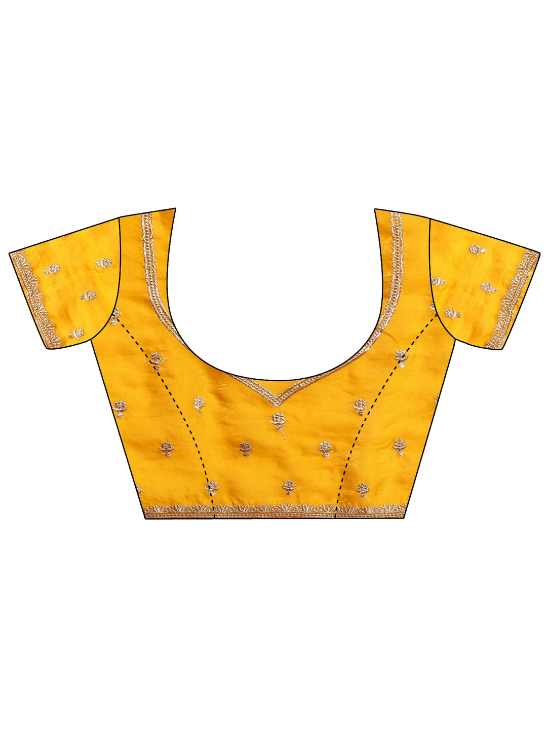 Yellow Embellished Silk Blend Saree With Unstitched Blouse Piece