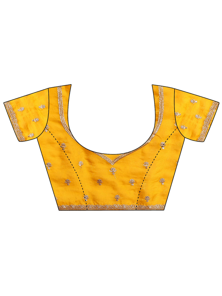 Yellow Embellished Silk Blend Saree With Unstitched Blouse Piece