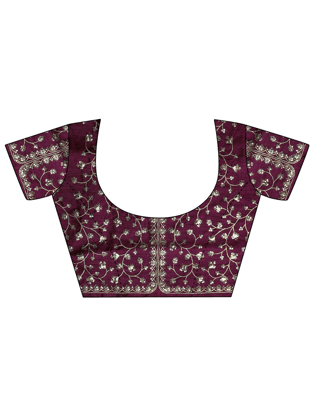 Magenta Embellished Silk Blend Saree With Unstitched Blouse Piece