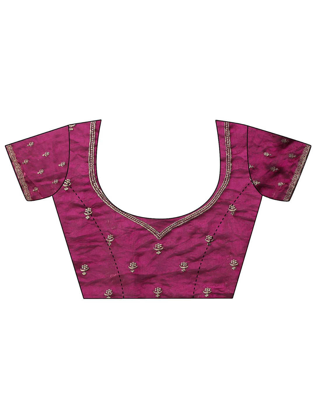 Magenta Embellished Silk Blend Saree With Unstitched Blouse Piece