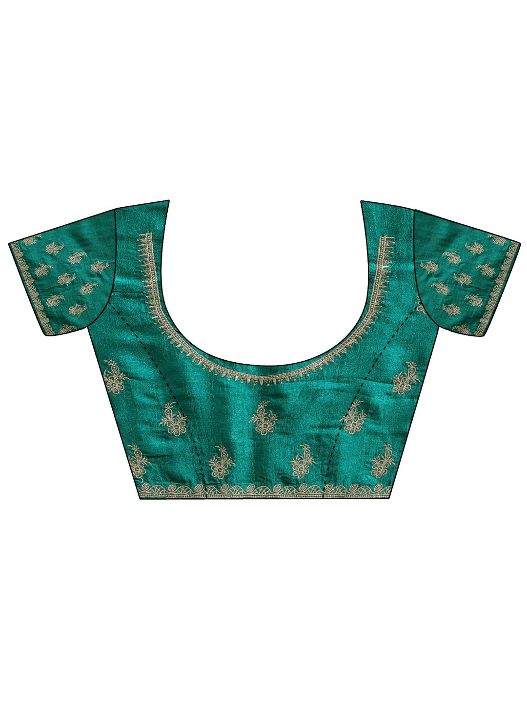 Green Embroidered Silk Blend Saree With Unstitched Blouse Piece