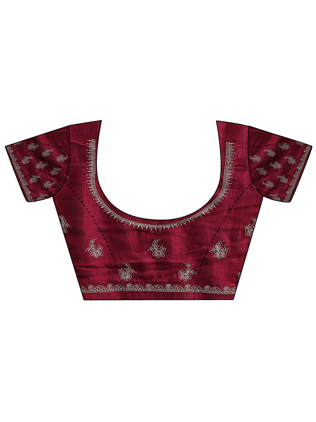 Magenta Embroidered Silk Blend Saree With Unstitched Blouse Piece