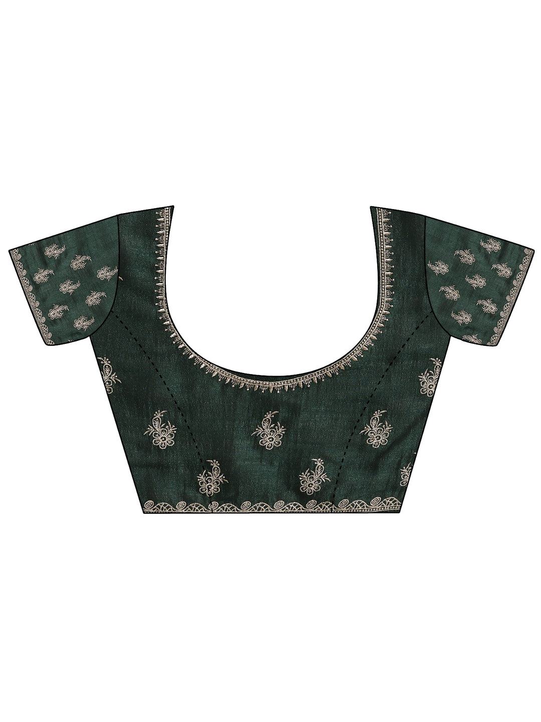 Green Embroidered Silk Blend Saree With Unstitched Blouse Piece