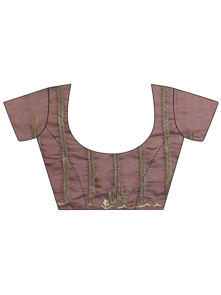Brown Leheriya Embellished Silk Blend Saree With Unstitched Blouse Piece