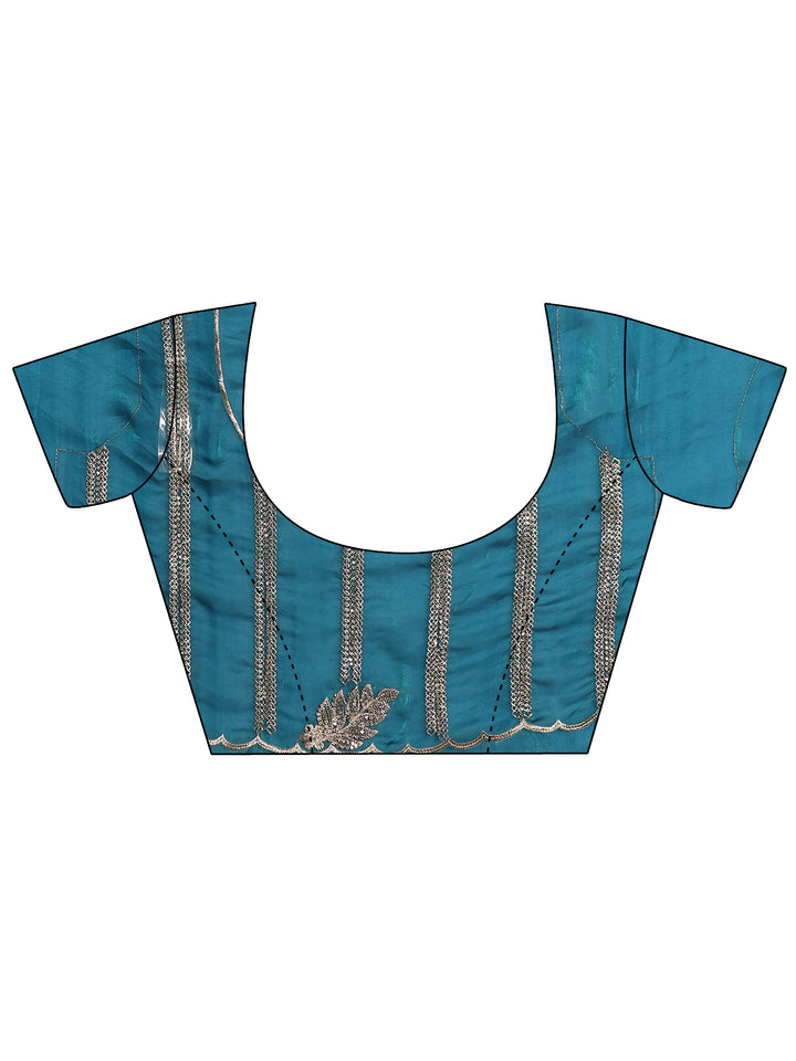 Blue Leheriya Embellished Silk Blend Saree With Unstitched Blouse Piece