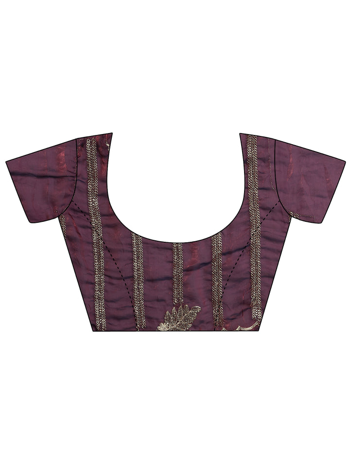 Purple Leheriya Embellished Silk Blend Saree With Unstitched Blouse Piece