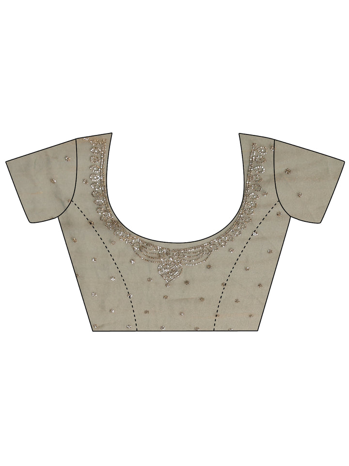 Green Solid Silk Blend Saree With Unstitched Blouse Piece