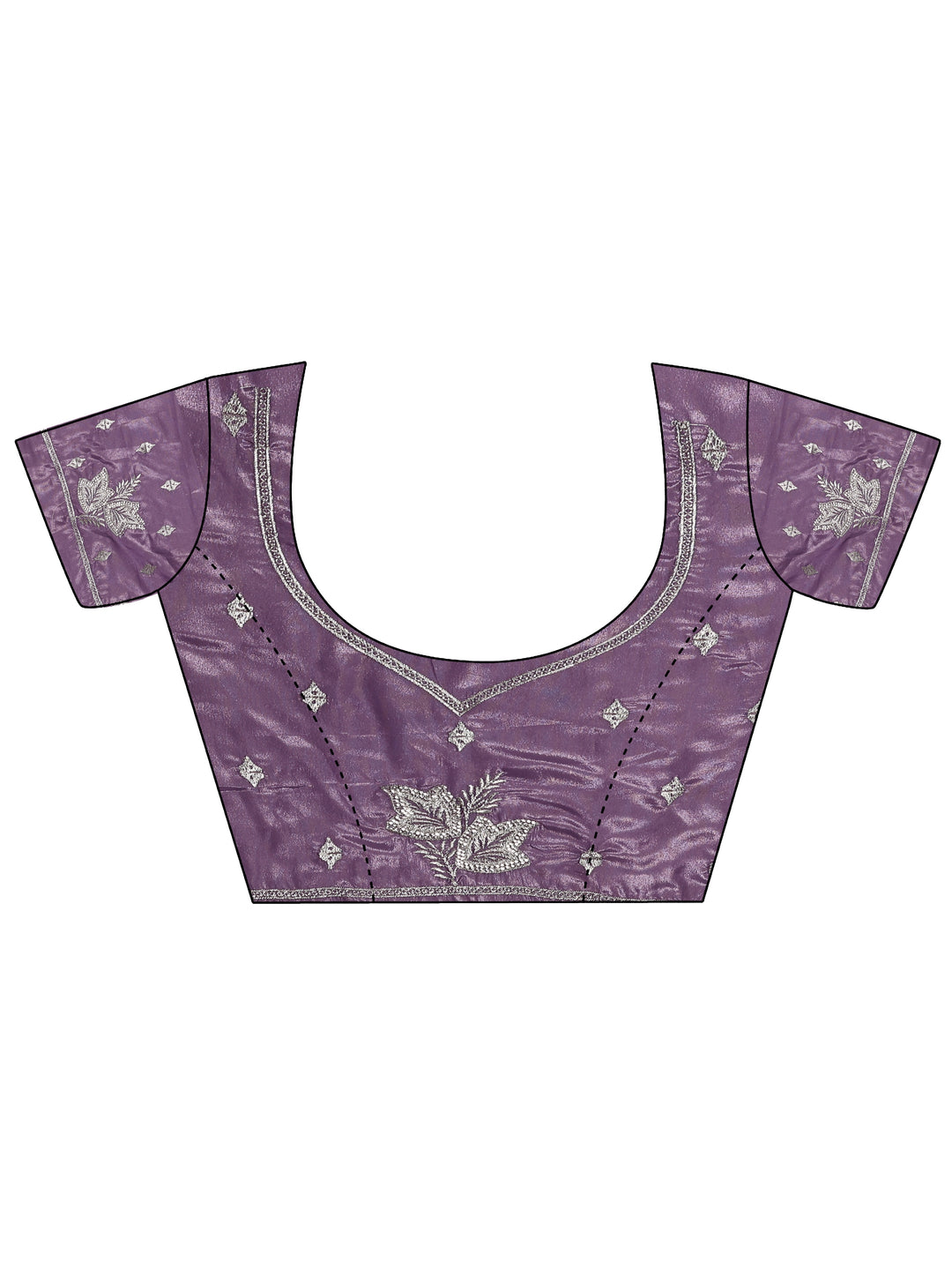 Lavender Embellished Silk Blend Saree With Unstitched Blouse Piece