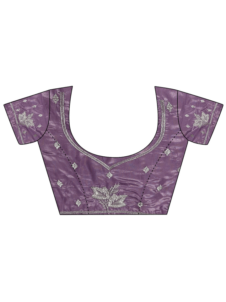 Lavender Embellished Silk Blend Saree With Unstitched Blouse Piece