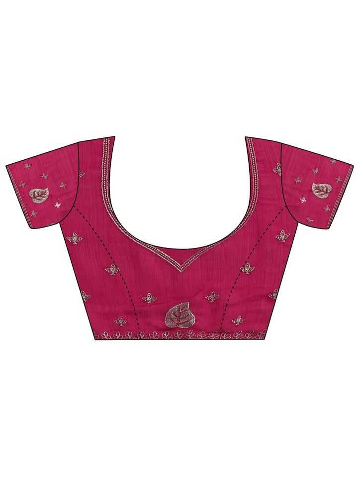 Pink Solid Silk Blend Saree With Unstitched Blouse Piece