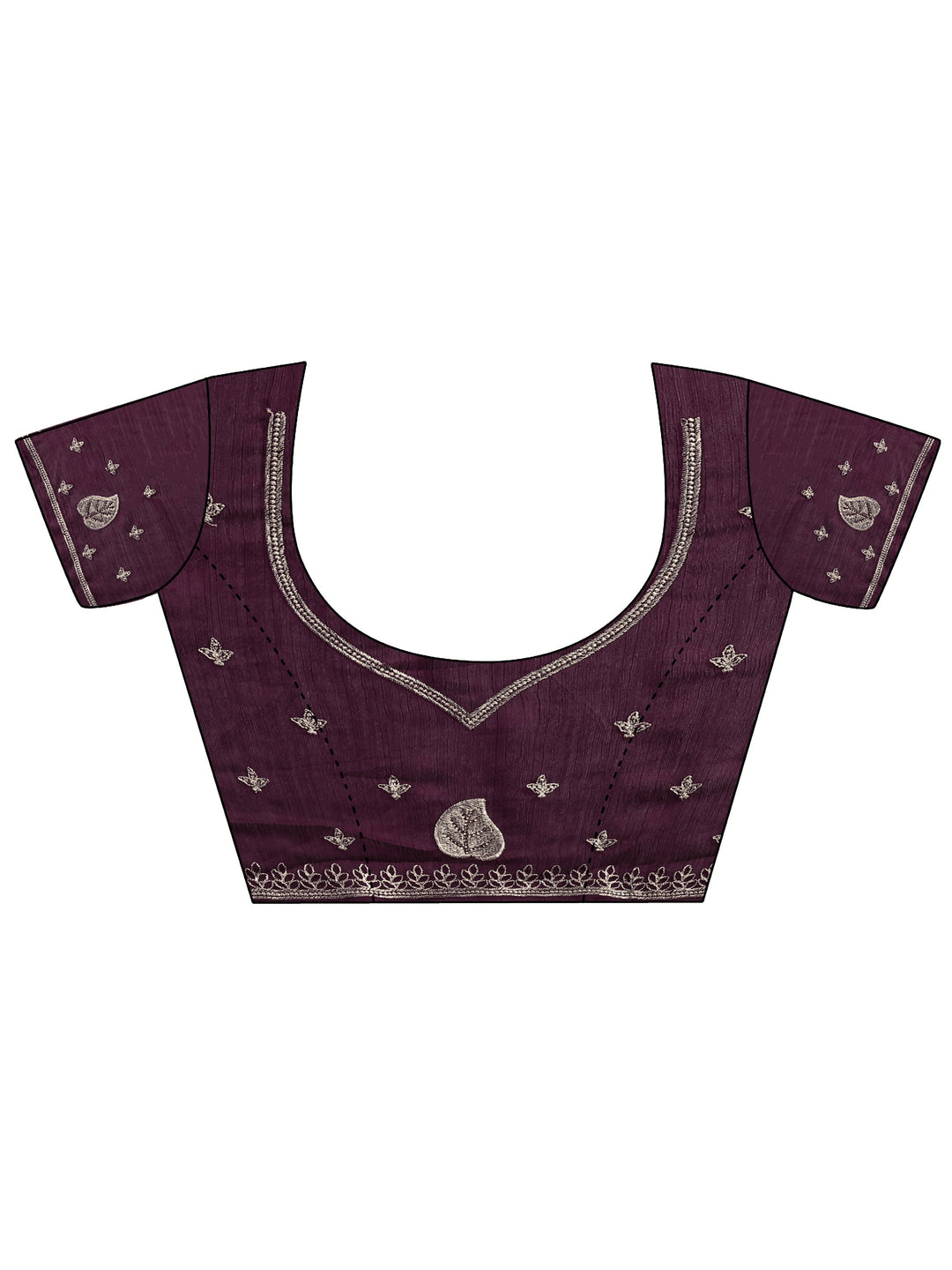 Burgundy Solid Silk Blend Saree With Unstitched Blouse Piece